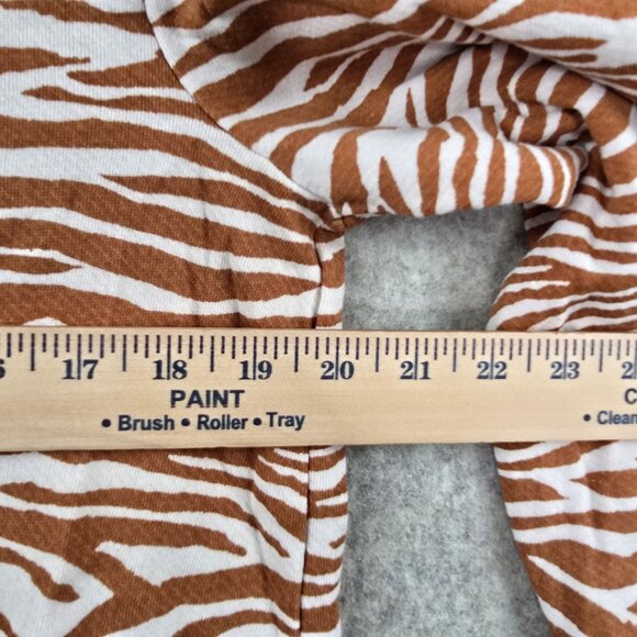 Loft Outlet Womens Long Sleeve Zebra Print Top Brown White Size L Cotton Blend - Picture 5 of 5